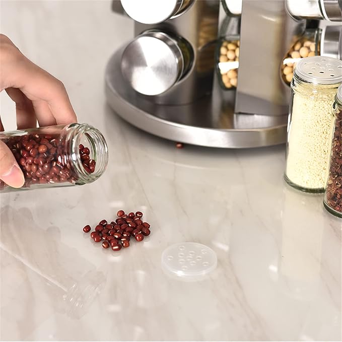 EBIZ&TECH 20-Jar Stainless Steel Rotating Spice Rack