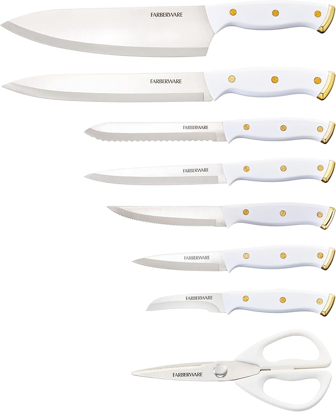 Farberware 14-Piece Knife Block Set, High-Carbon Stainless Steel, Triple-Riveted