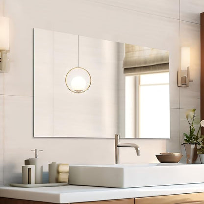 Mirrorons Frameless Mirror, Wall Mirror 48" x 30", Modern Bathroom Mirrors