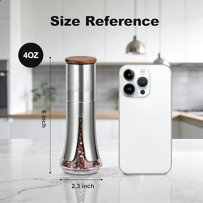 Aelga Pepper Mill - 4oz Stainless Steel Pepper Grinder Manual
