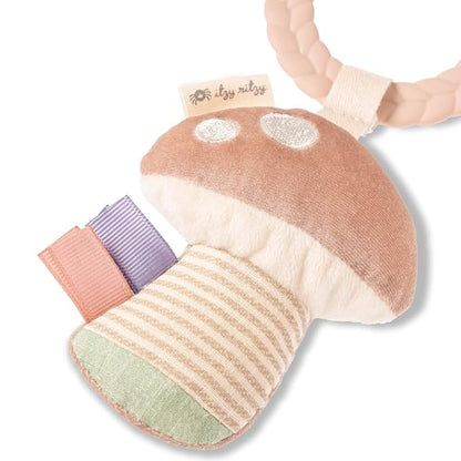 Itzy Ritzy Teething Activity Toy - Bitzy Busy Ring Features Braided Teething Ring and Dangling Toys; Includes Teether, Textured Ribbons, Crinkle Sound & Jingle Bell, Bunny RNG8497