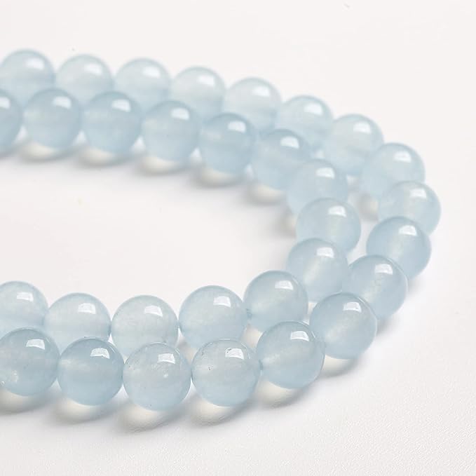 6MM 60PCS Natural Stone Light Blue Chalcedony Loose Beads for Jewelry Making DIY Bracelet Necklace