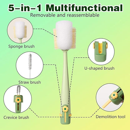 5-in-1 Bottle Cleaning Brush Set, Portable Brush Tools