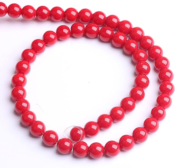 6MM 63PCS Red Glass Round Spacer Loose Beads for Jewelry Making 15 inches DIY Bracelet Necklace