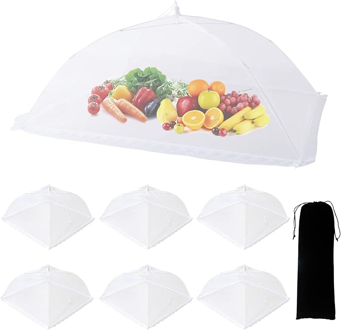 ZMCINER 7 Pack Food Covers for Outdoors Mesh Screen Include Food Tents 1 Extra