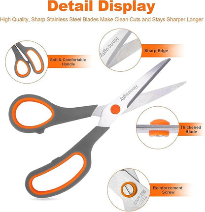 Scissors for Office School Supplies, Hnncugty 8" Scissors All Purpose Bulk Set