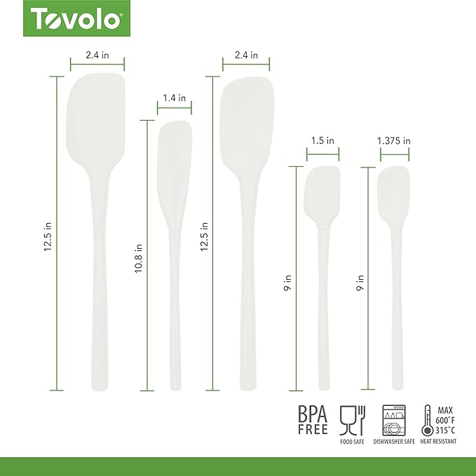 Tovolo Flex Core 5 Piece Silicone Spatula Set Heat Resistant All Silicone