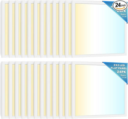 Sunco 24 Pack 2x2 LED Flat Panel Light, Dual Selectable CCT 4000K/5000K/6000K &