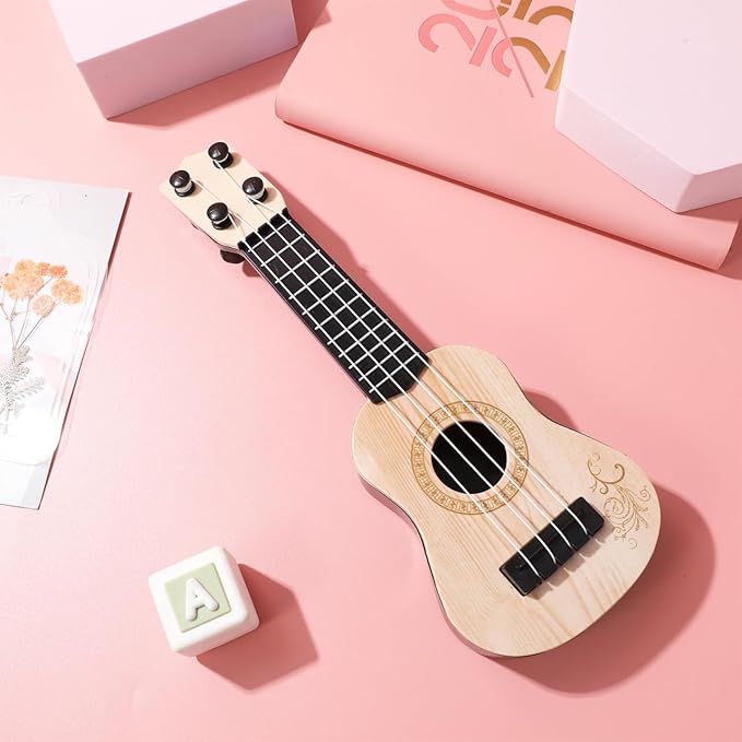 Kisangel 1pc Wooden Kids Ukulele Toy Toddler Guitar Classical Instrument Ukulele Musical Toy for Preschool Children (Beige)
