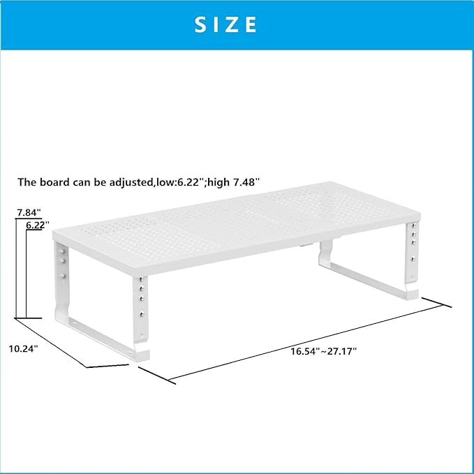 Expandable,Adjustable & Stackable Spice Rack, Cabinet Kitchen Countertop Shelf Organizer,Metal Pantry Storage Shelves - Space-Saving Storage Solution(1Pack/White/Large)