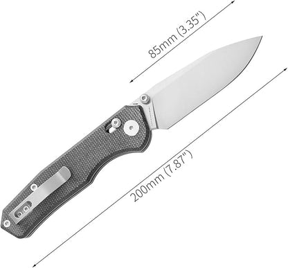 CMB Explorer Micarta Handle 14C28N Steel Blade Crossbar Lock Knife Pocket Folding Tactical Survival Camping Hiking Outdoors EDC Knife with Pocket Clip for Men Women CMB-18 (CMB-18C)