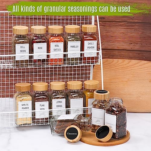 16 Pack 6 oz Glass Spice Jars with Bamboo Lids and Spice Labels