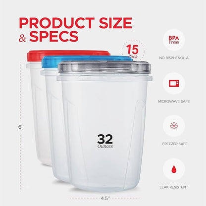 Tafura 15 Pack Leakproof Freezer Containers