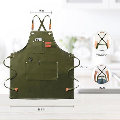 OUNLEN Chef Apron for Men Women Canvas Aprons