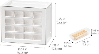 IRIS USA Small Plastic Storage Drawers, 16-Drawer Organizer, Made in USA