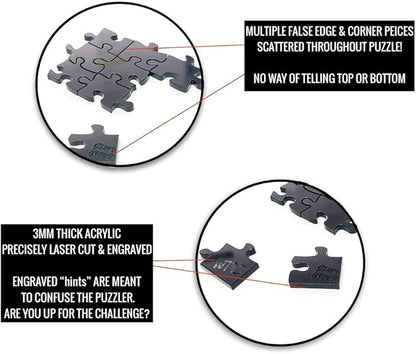The Clearly Impossible Puzzle ® 100, 200, 500, 1000 Pieces Hard Puzzle for Adults Cool Funny Difficult Puzzles Clear Hardest - (200 Piece WTF Edition)