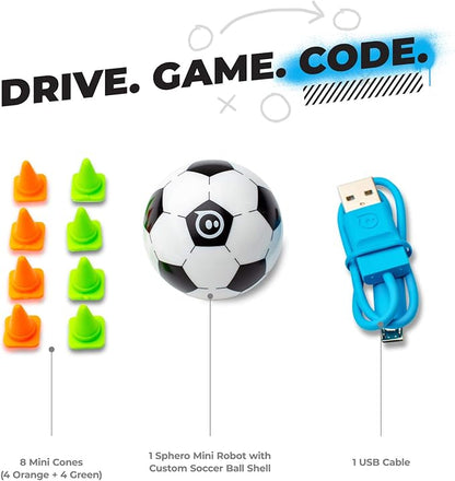 Sphero Mini Soccer - Coding Robot Ball - Educational Coding and Gaming for Kids and Teens - Bluetooth Connectivity - Interactive and Fun Learning Experience for Ages 8+