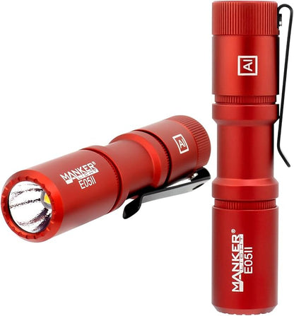 Manker E05 II High Output EDC Flashlight Eeay to Carry, for Camping, Hiking (Red, 800 Lumens NICHIA 519A-V1 4000K R9080)
