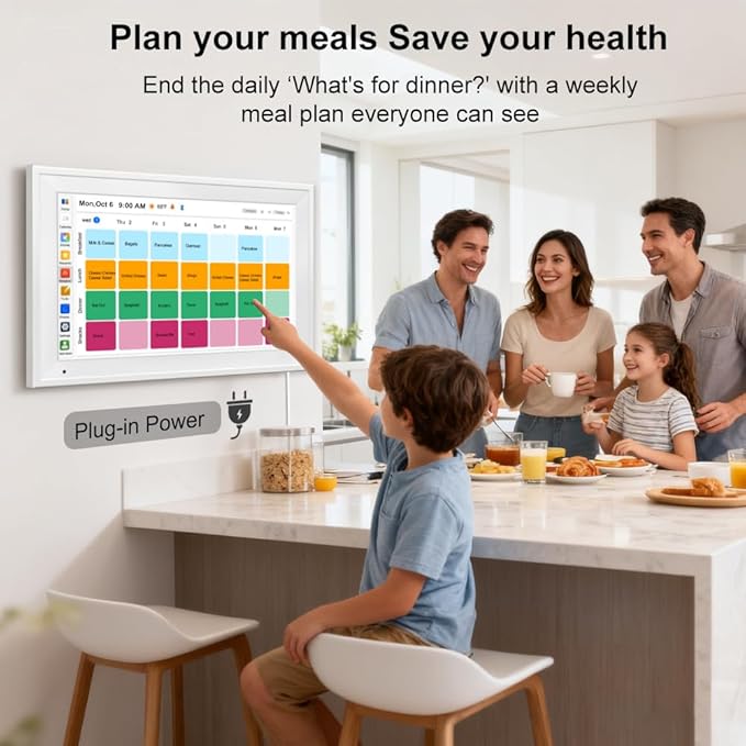 Smart Digital Calendar Family Planner Chore Chart HD Touchscreen Meal Planner &