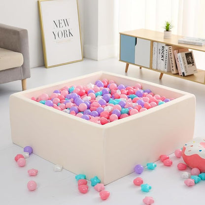 Ball Pit Balls Pack of 100 200 500 - Star and Round Set BPA Free Phthalate Free Non-Toxic Crush Proof Play Balls Soft Plastic Balls for Toddlers Baby Kids Birthday Pool Tent Party
