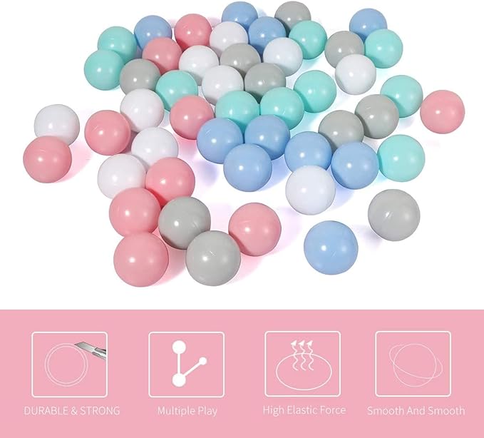 LANGXUN 50 100 200 Soft Plastic Ball Pit Balls for Kids, Gift for Baby Toddler Birthday Christmas, Ball Pit Play Tent, Baby Kiddie Pool Water Toys, Party Decoration
