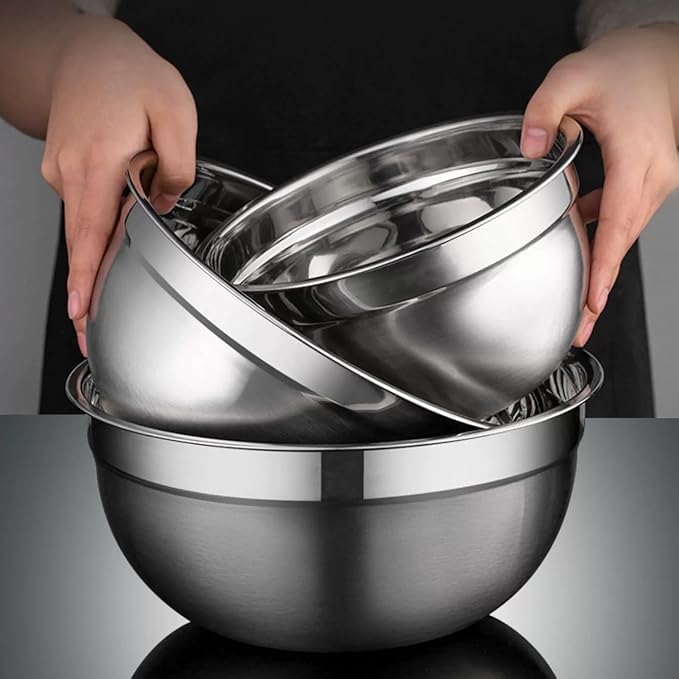 MIKULA Mixing Bowls Set, Large Nesting Bowls 7/6/4.5/3.5/2.5QT, Measuring Cups