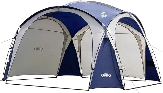 UNP Easy Beach Tent Pop Up Canopy UPF50+ Tent with Side Wall, Ground Pegs, and Stability Poles, Sun Shelter Rainproof, Waterproof for Camping Trips, Backyard Fun, Party Or Picnics
