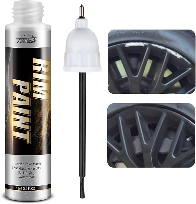 Gloss Black Rim Touch Up Paint, Efficient Car Alloy Wheel Scratch Repair Kit, Quick and Easy Remover Curb Rash, Universal and Color Accurate, Long lasting, Resists Water, Uv Rays