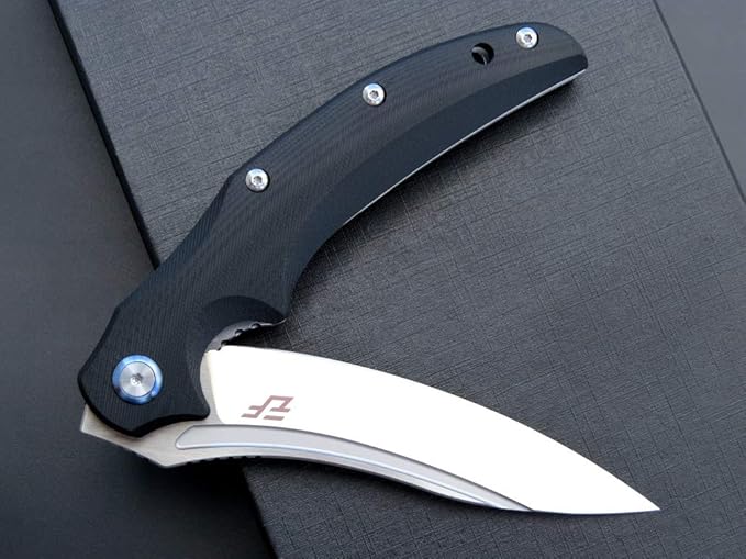 Eafengrow EF951 Folding Knife,D2 Blade and G10 Handle with Liner Lock Ball Bearing Pocket Knife EDC Tool for Outdoor Camping Survival(Black)