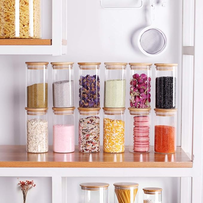 Tzerotone 12 Pcs Glass Spice Jars