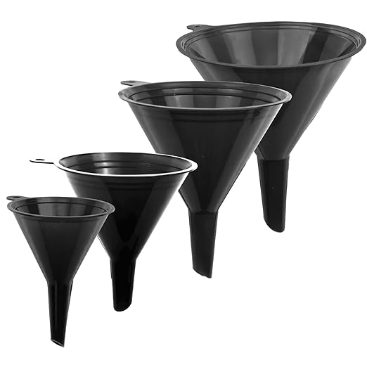 Funnels for Kitchen Use – Black Set in 4 Sizes | Durable, Non-Toxic Food Grade