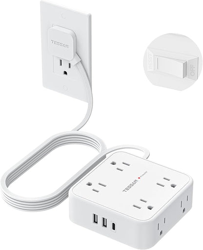 TESSAN 10 Ft Flat Plug Extension Cord