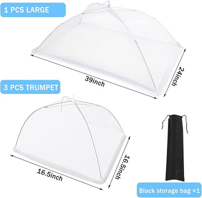 JULBEAR 4 Pcs Extra Large Mesh Food Cover Tent Umbrella Food Screen Covers