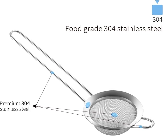304 Stainless Steel 3.15 inch Fine Mesh Strainers