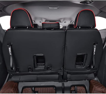 EKR Sienna Seat Covers for 2011-2020 Toyota Sienna LE,XLE, SE,XLE Premium 2nd Row 4/2/4 Split,8 Seats,Waterproof Car Seat Cover Full Set,Car Seat Protectors- Three Row,Leather(Black with Red Piping)