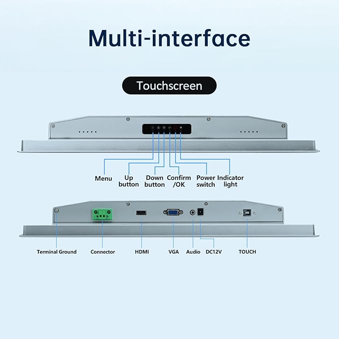 19-Inch Industrial Touch Screen Monitor, Ratio 4:3 Embedded PCAP Touchscreen