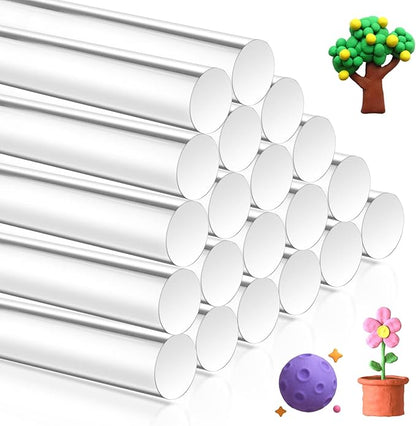 20 Pcs Acrylic Clay Roller, 6.5 Inch Round Tube Roller Pin Plastic Rolling Pin