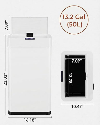 TLSUNNY 13.2 Gallon Motion Sensor Trash Can, Touchless Automatic Garbage Can
