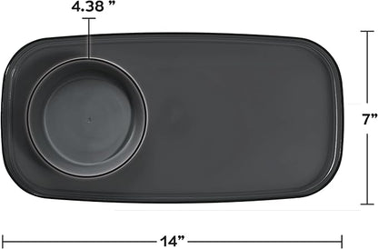 madesmart dipware Small Serving Plate, Collapsible & Removable Dip Bowl for Salsa, Queso, Salad, Olives, Premium Dishwasher & Microwave Safe, Multipurpose Plate & Bowl, Carbon