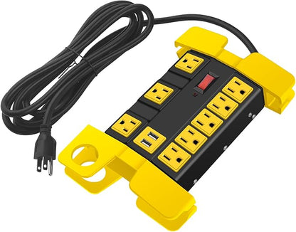 Heavy Duty Power Strip with USB, Workshop 8 Outlet Surge Protector 2700 Joules