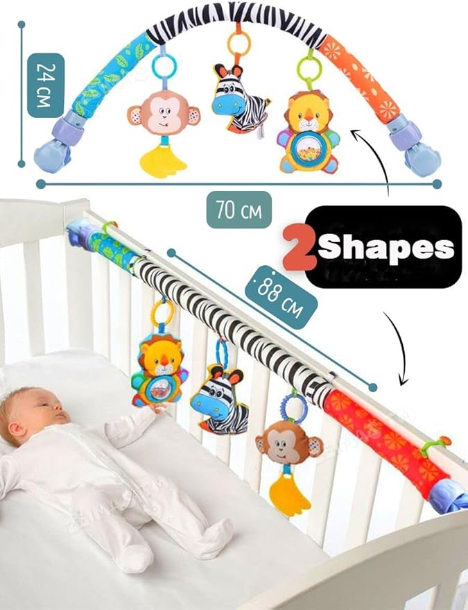 Pau1Hami1ton Baby Stroller Arch Toys, Car Seat Toys,Bouncer Toy Bar/Mobile for Bassinet,Adjustable Baby Hanging Toys Fit for Crib Bed,Stroller,Car Seat Gifts.S-19(Zebra)