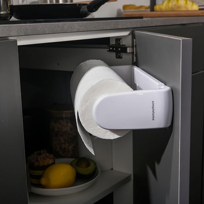 simpletome Paper Towel Holder ONE Hand Tear Adaptive Tension Arm Adjustable