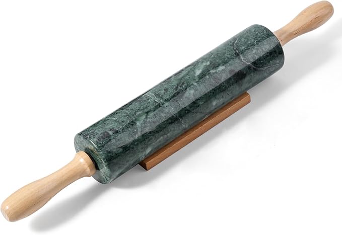 Koville Indian Green Marble Rolling Pin, Non-Stick Stone Dough Roller, 18 Inch
