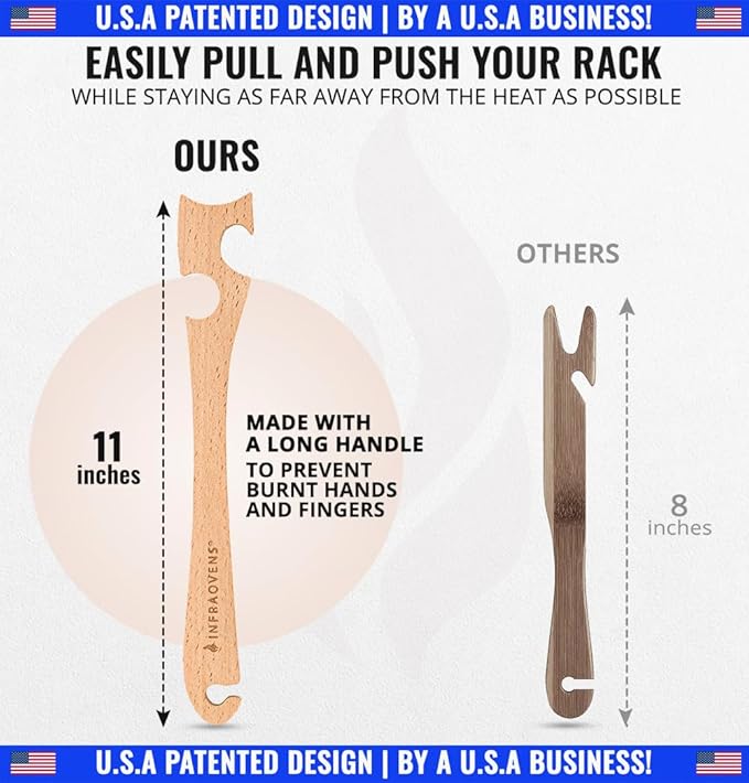 Wooden Oven Rack Puller Stick, Push Pull Tool
