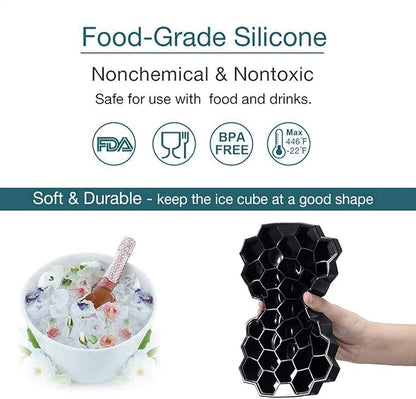 Jisile Ice Cube Trays for Freezer, Hexagonal Ice Tray