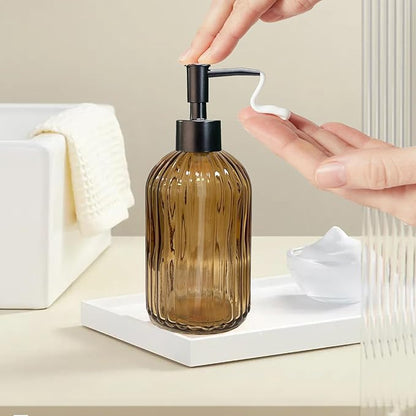 14Oz Black Pump Glass Soap Dispenser,