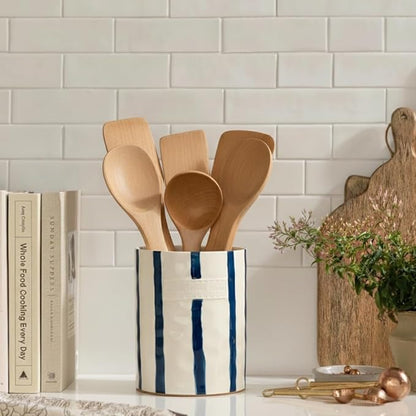 JIEMEI HOME Kitchen Utensil Holder, 7.2" Ceramic Stable Utensil Crock