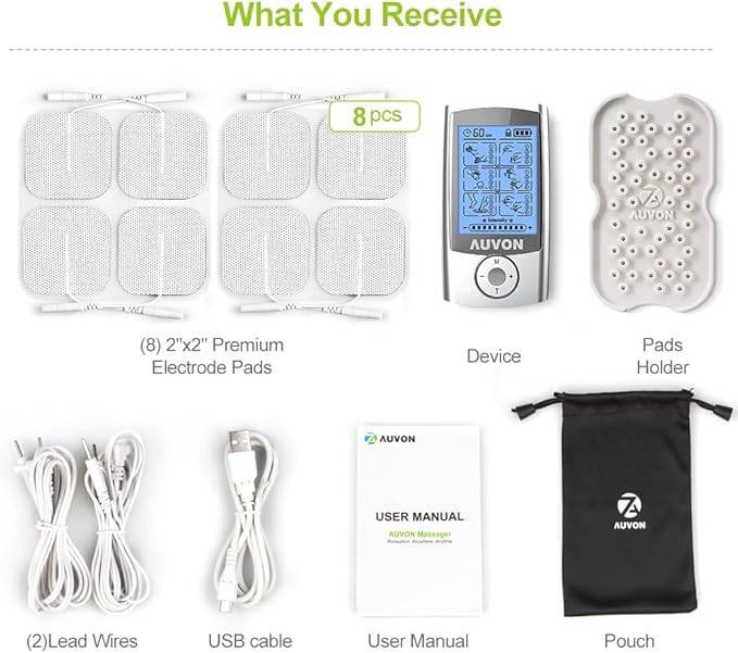 AUVON Rechargeable TENS Unit Muscle Stimulator, 24 Modes 4th Gen TENS Machine
