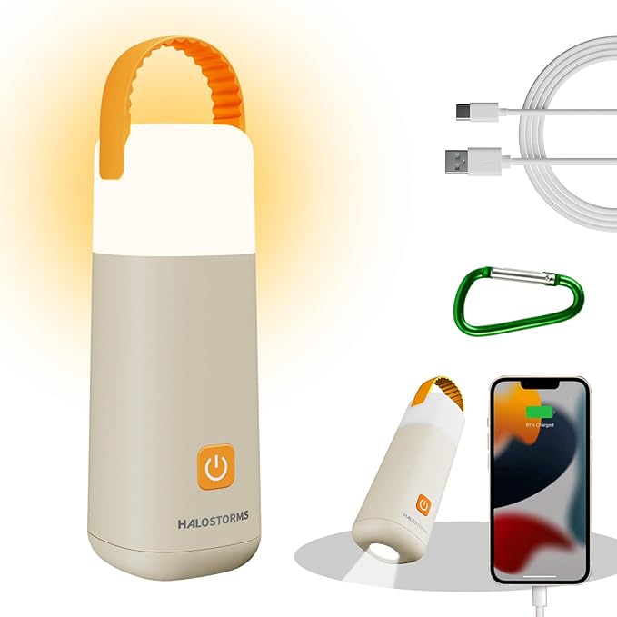 Camping Lantern, 350 Hours Running Time Rechargeable Lantern, 3200mAh Lantern Flashlight with 4 Modes, Waterproof Tent Light for Hiking, Emergency, Power Outages (Yellow 1PK)