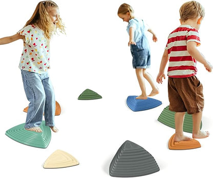 Gentle Monster Stepping Stones for Kids, Set of 6/8/11 PCS for Balance with Non-Slip Bottom - Exercise Coordination and Stability(8PCS Morandi)